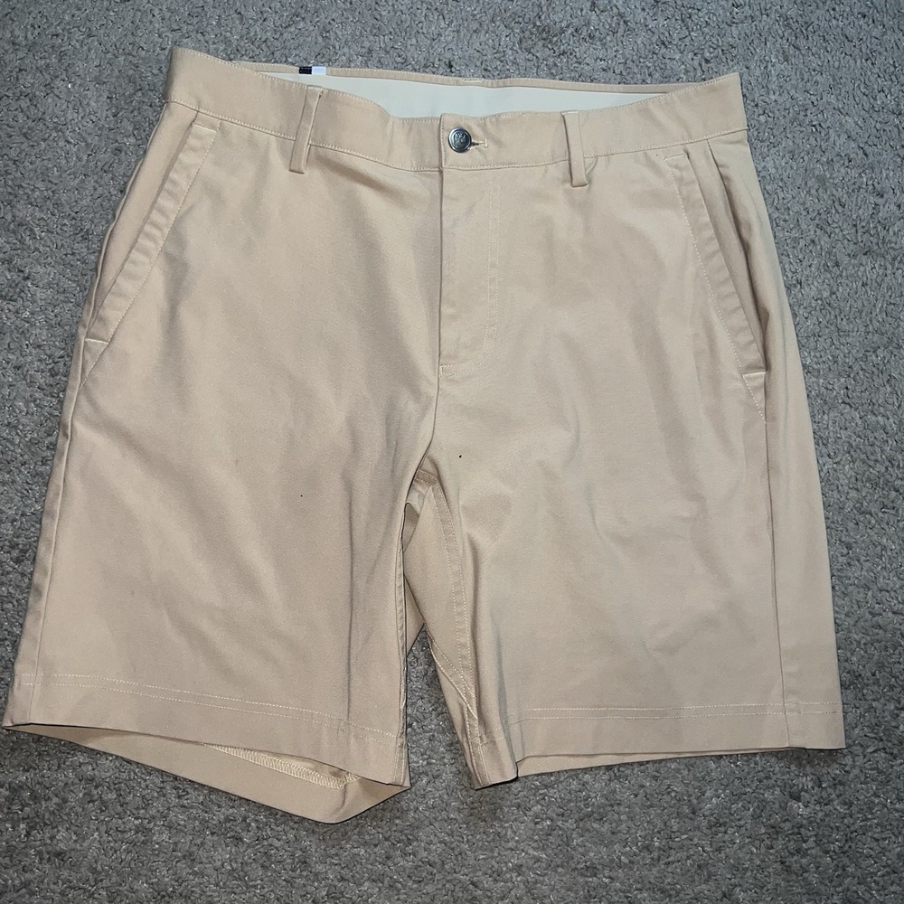 Rhoback Looper Delta Shorts Mens 32 Beige Solid Performance Golf Shorts